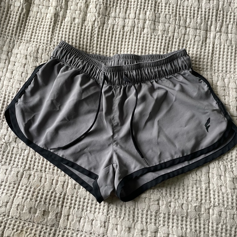 flag nor fail Gray Running Shorts with Black Trim